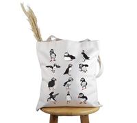 PWHAOO Atlantic Puffin Lover Gift Puffin Design Tote Bag Puffin Fan Handbag Iceland Sea Bird Lover Gift, Puffin Design T