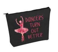 PWHAOO Ballet Dance Makeup Bag Dancers Turn Out Better Cosmetic Bag Ballet Professional Gift Ballet Dance Lover Gift, Dancers Turn Out B