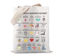 PWHAOO Dysautonomia Awareness Alphabet Tote Bag Dysautonomia Support Gift POTS Awareness Month Gift, Dysautonomia Awareness Tote