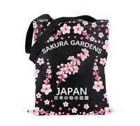 PWHAOO Japanese Sakura Tote Bag Sakura Garden Tote Bag Cherry Blossom Tote Bag Sakura Flower Lover Gift, Sakura Garden Tote