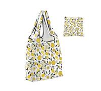PWHAOO Lemon Lover Gift Lemon Design Folding Reusable Grocery Bag Botanical fan Shopping Bag Who Loves Lem-on Slice Gift, Lemon Design F
