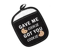 PWHAOO Nick Quote Oven Mitt Gave Me Cookie Got You Cookie Pot Holder Gift for TV Show Fans (GAVE ME Cookie Black)