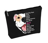 PWHAOO Pit bull Cosmetic Bag Pitbull Owner Cosmetic Bag Proud Puppy Mama Makeup Bag Pit Bull Mom Gift, Squishy Face B