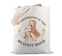 PWHAOO Silly Goose Mom Tote Bag Motherhood is the Realest Hood Tote Bag Goose Motherhood Gift, Motherhood Realest Hood Tote