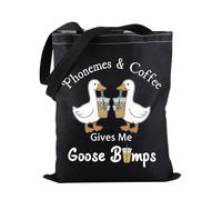 PWHAOO Speech Therapist Tote Bag Phonemes & Coffee Gives Me Goose Bumps Tote Bag SLP Gift Sped Teacher Gift, Goose Bumps Tote
