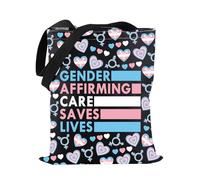 PWHAOO Trans Rights Tote Bag Gender Affirming Care Saves Lives Tote Bag Equal Rights Gift LGBTQ Pride Gift, Gender Affirming Tote