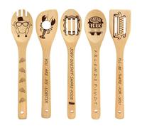 PWHINGN 5Pcs Friends Wooden Cooking Spoons, Bamboo Spoons for Cooking Kitchen Utensils Set, Kitchen Decor Accessories Novelty Friends TV Show Merchandise Gifts for Women Fans