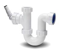 PWM2 | Polypipe 40mm Washing Machine Half Trap with 75mm Seal and Adaptor in White
