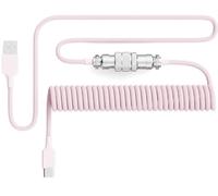 PWNAGE Ultra Custom Coiled Aviator USB C Cable for Gaming Keyboard, Double-Sleeved Mechanical Keyboard Cable with Detachable Metal Aviator, 1.8M USB-A to USB-C, Pink Color (Pink)