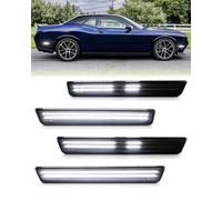 PWOBVZ Dynamic White LED Side Marker Lights for Dodge Challenger 2015 2016 2017 2018 2019 2020 2021 2022 2023 Smoked Lens Front Rear Fender Running Lamp,Pack of 4