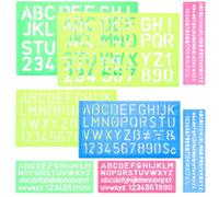 Pwocvoe 2 Pack Alphabet Letter Number Stencils, 8PCS Letters and Numbers Alphabet Templates,Plastic Letter Stencil Assorted Sizes Number Ruler Guide Lines for Learning, Painting, Scrapbooking, DIY