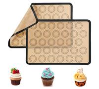 Pwocvoe 2Pcs Silicone Baking Mats, 42×29.5 cm Non Stick Baking Mat,Non-Slip Washable Reusable Heat Resistant Baking Tray,Baking Mats Sheet Baking Pan for Macaroons/Cake/Bread Making