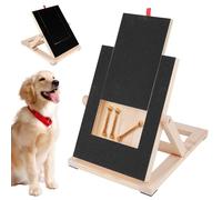Pwocvoe Large Dog Scratch Board with Dog Treat Drawer, Wooden Dog Nail Paw Scratch Pad, Pet Nail Grinder Pad Dog Nail File Board Mat with 3 Height Adjustable Stand for Pets Nail Care
