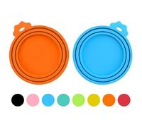 PWOD 2 Pack Pet Food Can Covers, Silicone Universal Can Lids for Dog & Cat Food, BPA Free, One Fit Most Standard Size Can Lids Top Orange/Blue