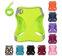 PWOD Dog Harness with Leash Set, No-Pull Step-in Reflective Pet Harness with 1 Leash Clips, Adjustable Soft Padded Easy Walk Dog Vest for Small Medium Large Dogs, Cats(Fluorescent, Medium)