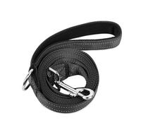 PWOD Double-Sided Reflective Nylon Dog Leash, 4 FT/5 FT/6 FT, Soft Padded Handle Heavy Duty Dogs Leashes with D Ring for Medium and Large Dogs Walking/Training,(New Black-A, 6FT)