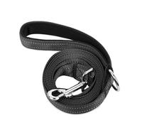 PWOD Double-Sided Reflective Nylon Dog Leash, 6 FT/4 FT/5 FT, Soft Padded Handle Heavy Duty Leashes with D Ring for Medium and Large Dogs Walking and Training,(Black, 4FT)