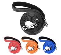 PWOD Double-Sided Reflective Nylon Dog Leash, 6 FT/4 FT/5 FT, Soft Padded Handle Heavy Duty Leashes with D Ring for Medium and Large Dogs Walking and Training,(Black, 5FT)