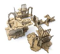 Pwork Wargames Medieval Lost Burg 03 - medieval city scenery scenery set for miniatures in scale 28mm / 35mm - tabletop miniatures wargame 3D scenery terrain - MDF 3mm