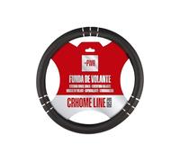 +PWR Car Parts Chromeline Black Steering Wheel Cover Universal for 37 to 39 cm Car Steering Wheels. Non-slip. Made PVC.