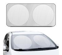 +PWR Car Parts Folding Silver Front Sunshade 150 x 80 cm. Protects the Interior of the Car from the Sun's Rays. Made of 100% Polyester.