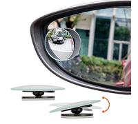 +PWR Car Parts Round Blind Spot Mirrors for Rearview Mirrors. 2-Pack with Extra-Strong Adhesive. Expanded Vision and Increased Safety. Easy Installation. Compatible with All Vehicles.
