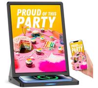 PWR4GTR 9.7 Inch Digital Signage, Touch Screen Advertising Display with Wireless Charger, 3000mAh Battery Powered, Commercial LCD Monitor with Auto Play, Wireless Screen Mirroring, 2+32GB