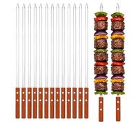 PWRco 12PCS 50cm Stainless Steel BBQ Skewers Flat Metal Grill Kebab Sticks | Ideal for Lamb, Chicken, Beef, Fish, Vegetables, Garden Barbecues, Camping, Picnics, Family Cookouts and Outdoor Cooking