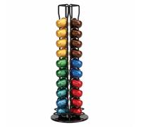 PWRco Coffee Capsule Holder Rack, 40 Pod Rotating Tower, 360° Spin Capsule Organiser Compatible with Nespresso Capsules, Alloy Steel Black Finish, Solid Base, Countertop Coffee Pod Storage