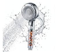 PWRco High Pressure Filtered Detachable Shower Head with Removable Handheld Design - Hard Water Filter with One Touch Stop Button - 5 Spray Modes, Micro Bubble Water Flow and Anti-Clog Nozzles
