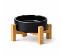 PWRco LARGE Dog Bowl with Stand Extra Large Raised Feeder for Big Dog Labrador German Shepherd Golden Retriever 7.9 Inch 1800ml Ceramic Bowl Anti Vomiting Non-Slip Dishwasher Safe (Large: BLACK)
