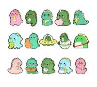 Pwsap 15PCS Cute Dinosaurs Shoe Charms for Shoes, Colorful PVC Dino Themed Charms Fit Clog Sandals Wristband Bracelet, Jewelry Fashion CLOG Shoe Decoration Party Favors Gift