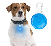 Pwsap 2 Clip On Light Up Dog Collar Carabiner, Waterproof Pet Lights, Safety Night Walking Running Lights Glowing 3 Modes Flashing Small, Medium, Large Dog, Blue (PS244-BL)