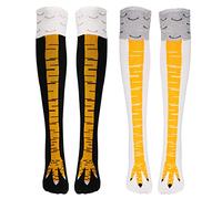 Pwsap 2 Pair, Novelty Crazy Chicken Feet Socks, Funny Chicken Legs Over The Knee Socks, Cool Animal Knee-High Turkey Socks for Women Men, Cosplay Socks Mid-calf Stocking for Halloween Christmas Party