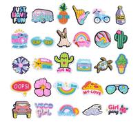 Pwsap 28PCS Summer Shoe Decoration Charms, Summer Fun Shoe Charms for Clog Sandals Wristband Bracelets, PVC CLOG Charm Accessories for Girls Boys Women, Party Favor Birthday Festival Gift