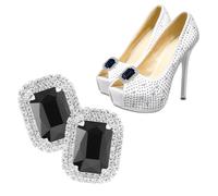 Pwsap 2PCS Elegant Rhinestone Shoe Clips, Luxury Bridal Crystal Decorative Shoe Clips for Pumps Wedding Party, Bling Shoe Buckles Clips, Detachable Jewelry Clips for Shoes Dress Handbag Hat Scarf