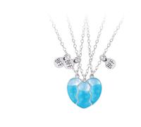 Pwsap 3PCS Unique BFF Magnetic Necklaces with Luminous, Best Friends Heart Pendant Necklaces for 3 Girls, Glowing Necklace Friendship Jewelry Gifts for Girls Friends Sisters Mother, Blue, Stars