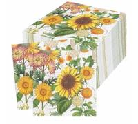 Pwsap 60 Pieces Sunflower Flowers Pattern Disposable Beverage Napkins Everyday Use Decoration Serviettes Floral Cocktail Paper Napkins 2 Ply for Holidays Luncheon Dinner Party Supplies, 33 x 33 cm