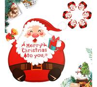Pwsap 6PCS Lovely xmas Placemats,Creative Santa Claus Xmas Place Mats,Waterproof PVC Dining Table Place Mats for xmas,Red xmas Table Mats for Dining Room Kitchen Table Decor Xmas Parties