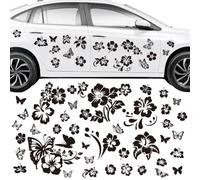 Pwsap 92PCS Hibiscus Flower Car Decals Waterproof Truck Bus Car Sticker