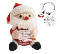 Pwsap Positive Emotion Support Crochet Santa Claus, Handmade Knitted Doll with Keychain, Home Office Desk Christmas Decor, Xmas Inspirational Gifts for Parents Friend Lover Coworker Teacher