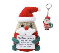 Pwsap Positive Emotion Support Crochet Santa Claus, Handmade Knitted Doll with Keychain, Home Office Desk Christmas Decor, Birthday Xmas Inspirational Gifts for Parents Friend Lover Coworker Teacher