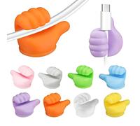 Pwsap Silicone Thumb Wall Hook, 8 Pcs Colorful Creative Adhesive Thumb Cable Clip Key Hook Wall Hangers for Data Cable Earphone Belt hat Key Storage, Lovely Nails-Free Wire Management Storage