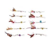 Pwshymi 10Pcs Cat Teaser Wand Replacement Feathers, Cute Flying Design, Attractive Playtime Toys for Cats, Bright Colors/Feather
