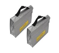 Pwshymi 2 Pcs Lithium Battery Safety Bag Fireproof Explosion Proof with Charging Hole for Safe Charging and Storage - Durable PVC Fiber, Size 9.4x2.5x7.1in