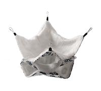 Pwshymi 3 Layer Hamster Hammock Soft and Comfortable Hanging Bed for Small Pets and Squirrels Linen Plush Material Size 30 X 30cm (White Cat)
