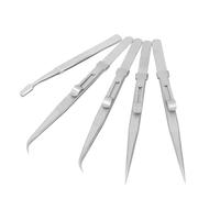 Pwshymi 5PCS Tweezers Set Stainless Steel Curved Straight Flat Pointed Tweezers for Electronics Jewelry Making Crafts Model Building Non Magnetic Finish