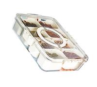 Pwshymi Divided Serving Tray with Lid, Portable Food Storage Container 8 Removable Compartment Box for Candy, Fruit, Nut, Snack