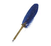 Pwshymi Feather Pen Calligraphy Set Vintage Style Soft Texture Art Writing for DIY Projects Zinc Alloy Nib 9 X 27.8cm (Blue)