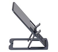 Pwshymi Foldable Portable Phone Stand with 7 Angle Adjustments for Desk Use, Ergonomic Silicone and Aluminum Alloy Holder, Fits Tablets and Phones Up to 12in (Gray)